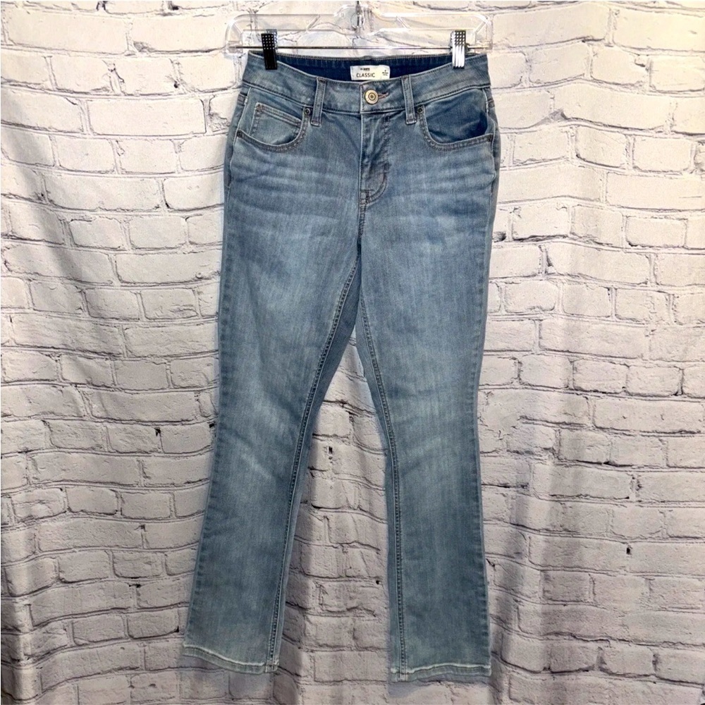 Maurice’s M Jeans Womens Sz 0 Short Blue Light Wash Mid Rise Slim Boot Cut Jeans